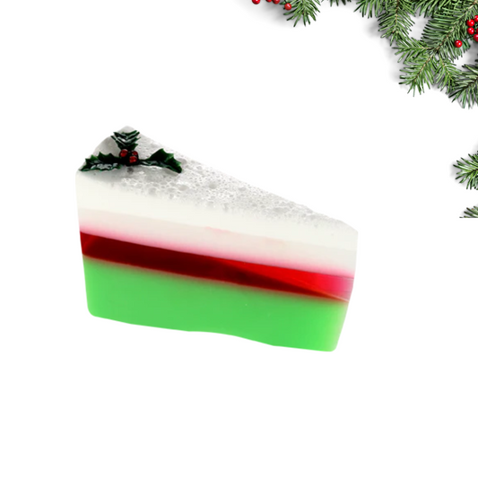 A Slice Of Festive Ginger Soap Cake Displayed In Full
