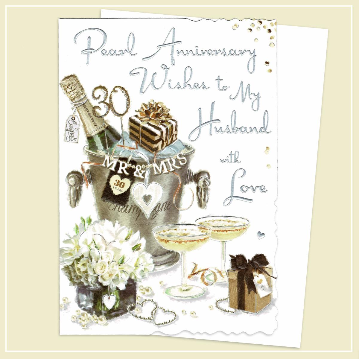 Husband Pearl Anniversary Card Alongside Its White Envelope