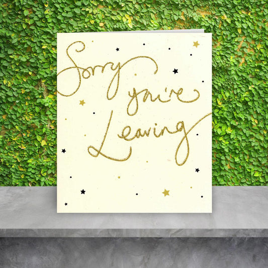 Gold Glitter Sorry You're Leaving Card Full Image