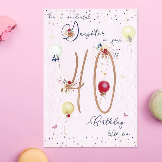 Pretty In Peach - Daughter On Your 40th Birthday Card Front Image