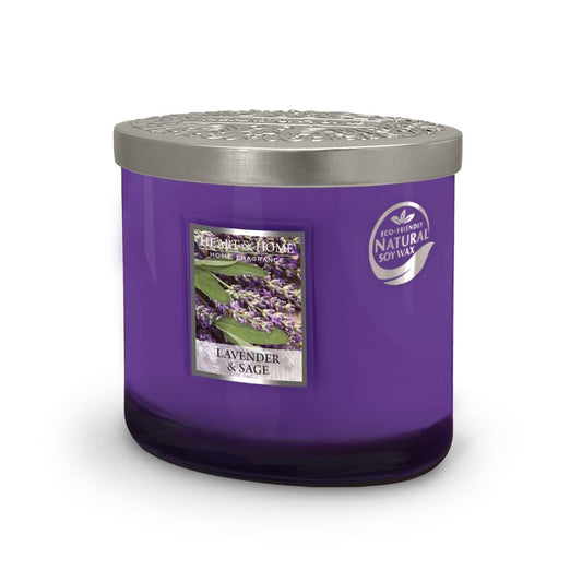 Heart & Home Twin Wick Soy Wax Candle - Lavender & Sage Fragrance