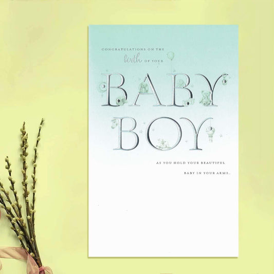 Baby Boy Greeting Card Displayed In Full
